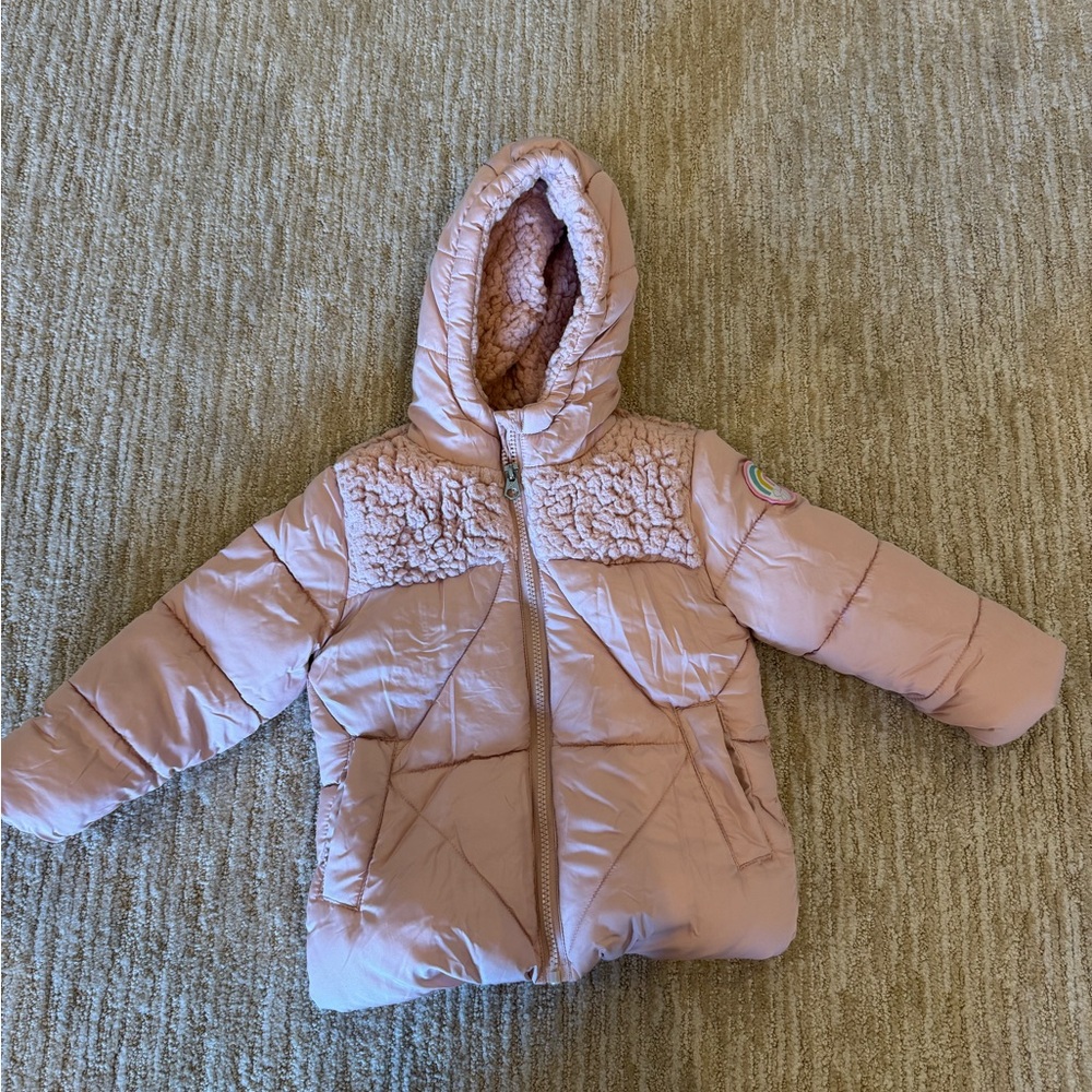 Pink Hooded Puffer Jacket